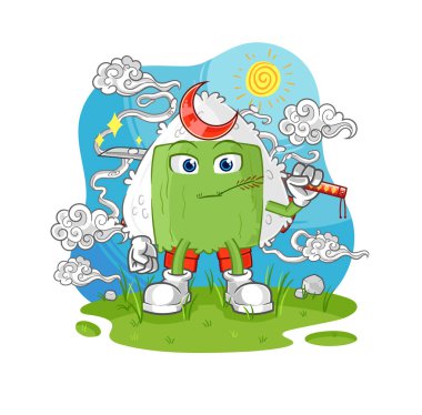 the onigiri samurai cartoon. cartoon mascot vecto