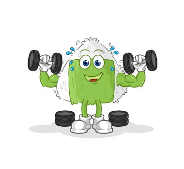 the onigiri weight training illustration. character vecto