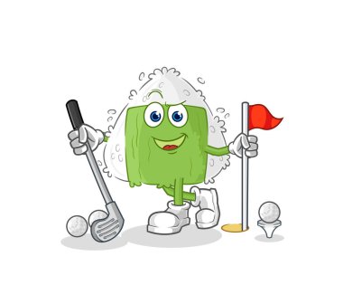 the onigiri playing golf vector. cartoon characte