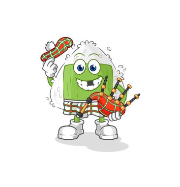 the onigiri scottish with bagpipes vector. cartoon characte