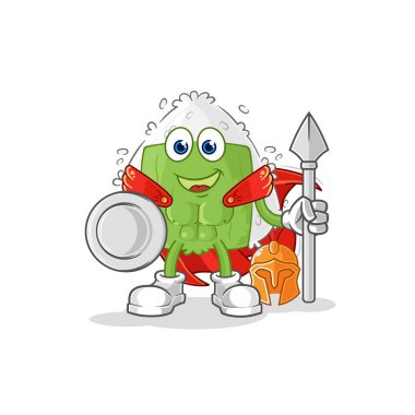 the onigiri spartan character. cartoon mascot vecto