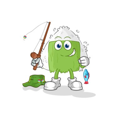 the onigiri fisherman illustration. character vecto