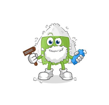 the onigiri shave facial hair vector. cartoon characte
