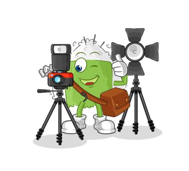 the onigiri photographer character. cartoon mascot vecto