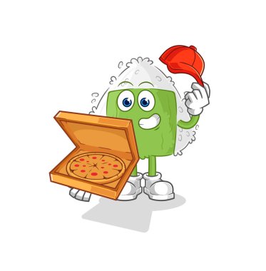 the onigiri pizza delivery boy vector. cartoon characte