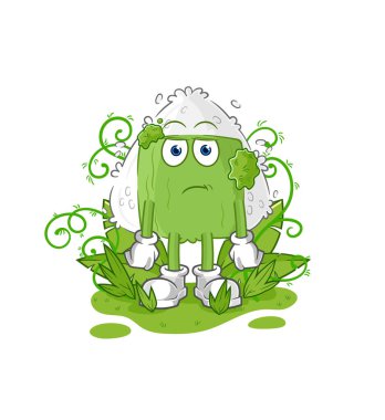 the onigiri waiting too long mascot. cartoon vecto