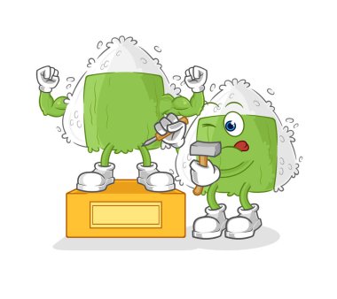 the onigiri sculptor character. cartoon mascot vecto