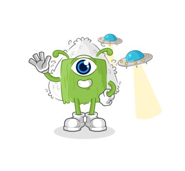 the onigiri alien cartoon mascot vecto