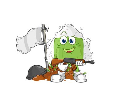 the onigiri army character. cartoon mascot vecto