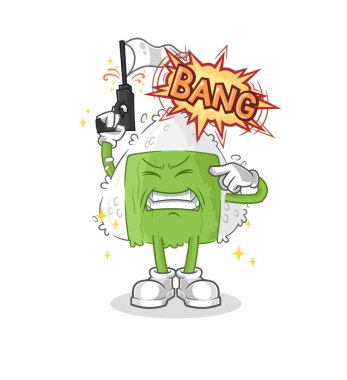 the onigiri warning shot mascot. cartoon vecto