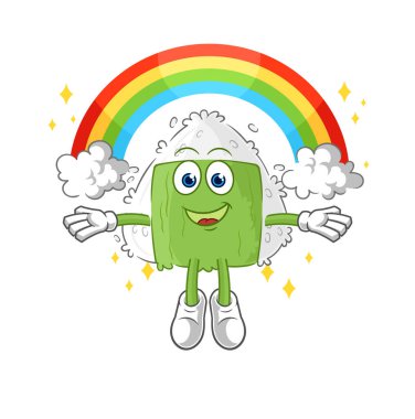 the onigiri with a rainbow. cartoon vecto