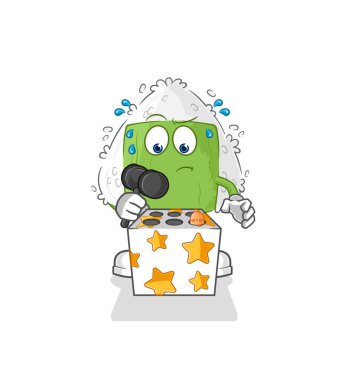 the onigiri play whack a mole mascot. cartoon vecto