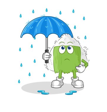 the onigiri holding an umbrella illustration. character vecto