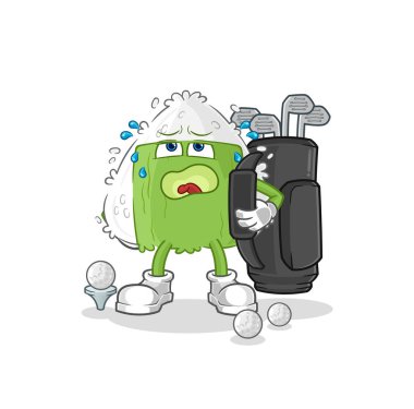 the onigiri with golf equipment. cartoon mascot vecto