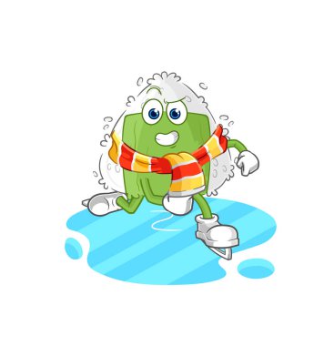 the onigiri ice skiing cartoon. character mascot vecto