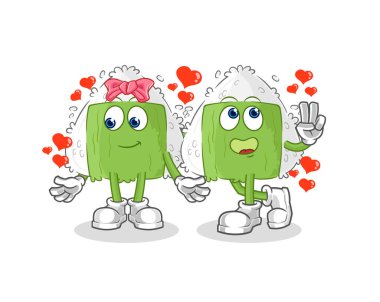 the onigiri dating cartoon. character mascot vecto