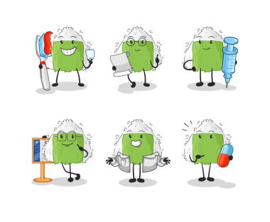 the onigiri doctor group character. cartoon mascot vecto
