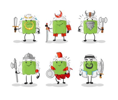 the onigiri warrior group character. cartoon mascot vecto