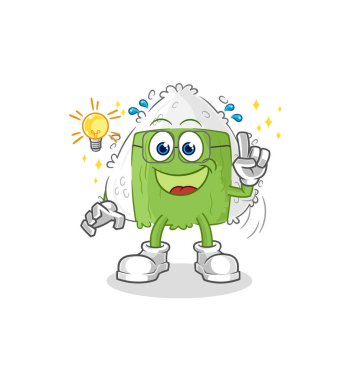 the onigiri got an idea cartoon. mascot vecto
