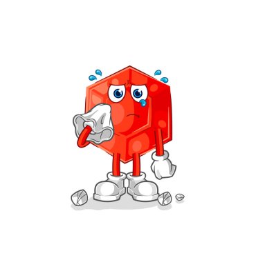 the ruby cry with a tissue. cartoon mascot vecto