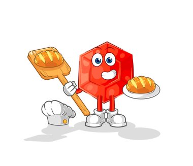 the ruby baker with bread. cartoon mascot vecto