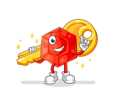 the ruby carry the key mascot. cartoon vecto