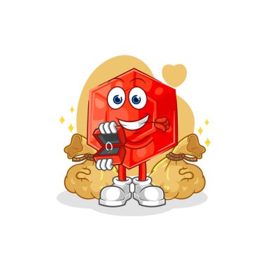 the ruby propose with ring. cartoon mascot vecto