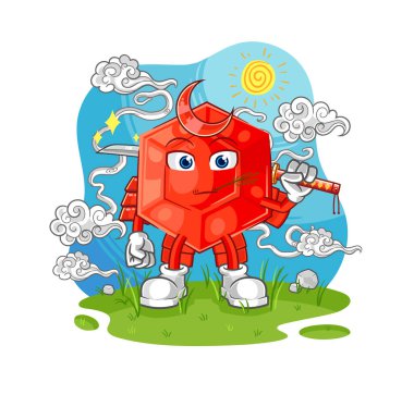the ruby samurai cartoon. cartoon mascot vecto