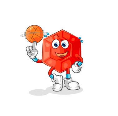 the ruby playing basket ball mascot. cartoon vecto