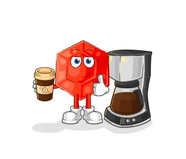 the ruby drinking coffee illustration. character vecto