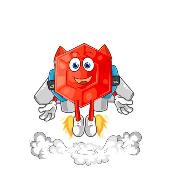 the ruby with jetpack mascot. cartoon vecto