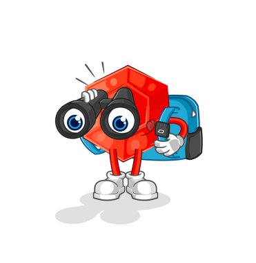 the ruby with binoculars character. cartoon mascot vecto