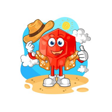 the ruby go on vacation. cartoon mascot vecto