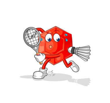 the ruby playing badminton illustration. character vecto