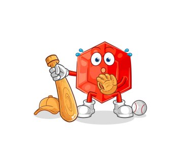 the ruby baseball Catcher cartoon. cartoon mascot vecto