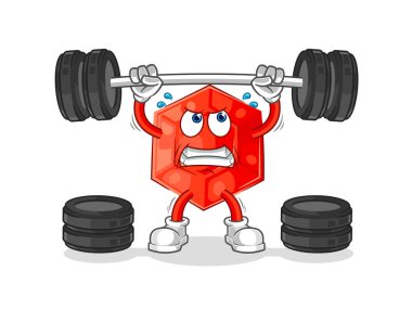 the ruby lifting the barbell character. cartoon mascot vecto