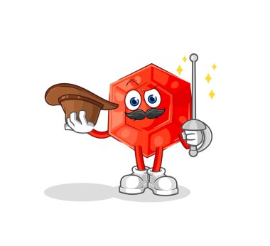 the ruby fencer character. cartoon mascot vecto