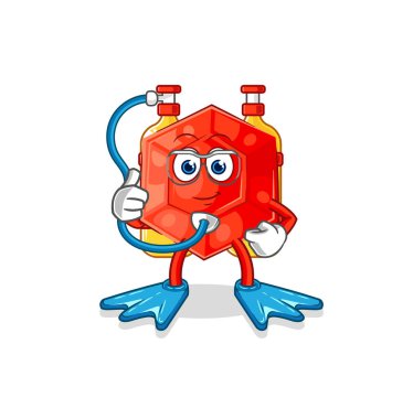 the ruby diver cartoon. cartoon mascot vecto