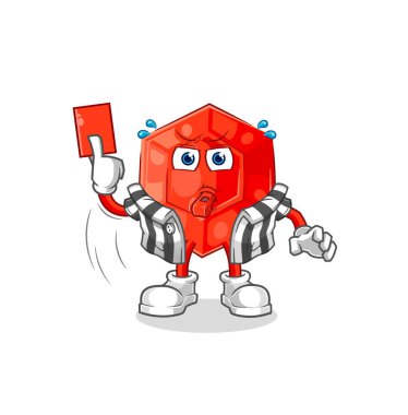 the ruby referee with red card illustration. character vecto