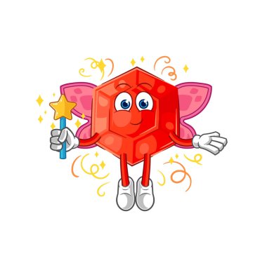 the ruby fairy with wings and stick. cartoon mascot vecto