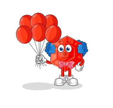 the ruby clown with balloons vector. cartoon characte