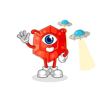 the ruby alien cartoon mascot vecto