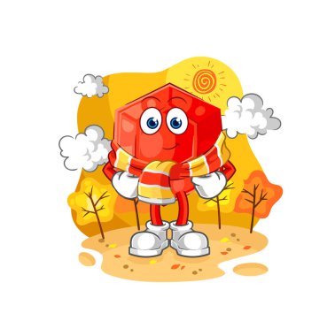 the ruby in the autumn. cartoon mascot vecto