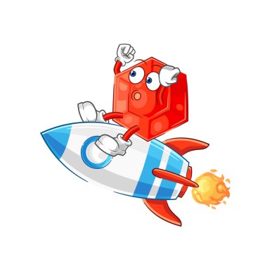 the ruby ride a rocket cartoon mascot vecto