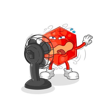 the ruby with the fan character. cartoon mascot vecto