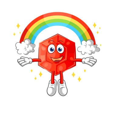the ruby with a rainbow. cartoon vecto