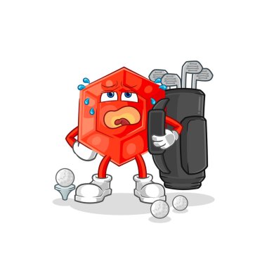 the ruby with golf equipment. cartoon mascot vecto