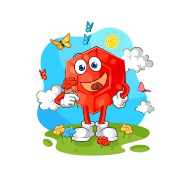 the ruby pick flowers in spring. character vecto