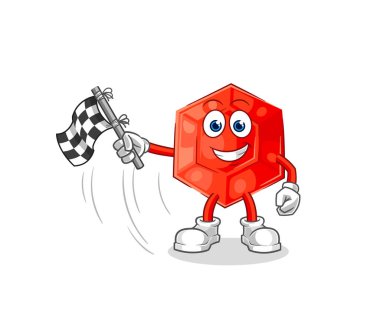 the ruby hold finish flag. cartoon mascot vecto