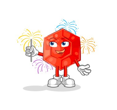 the ruby with fireworks mascot. cartoon vecto